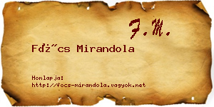 Föcs Mirandola névjegykártya